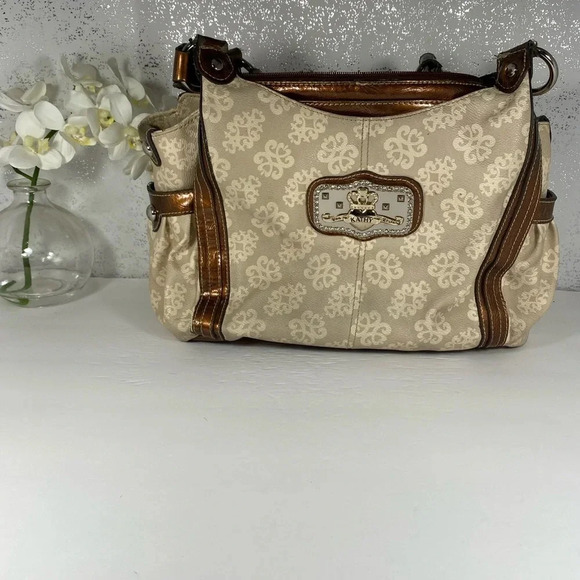 Kathy Van Zealand Brown & Cream Satchel Bag - Picture 1 of 14